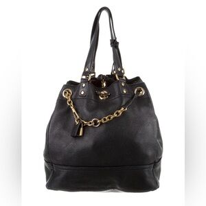 Yves Saint Laurent Black Shoulder Bag with Gold Accents